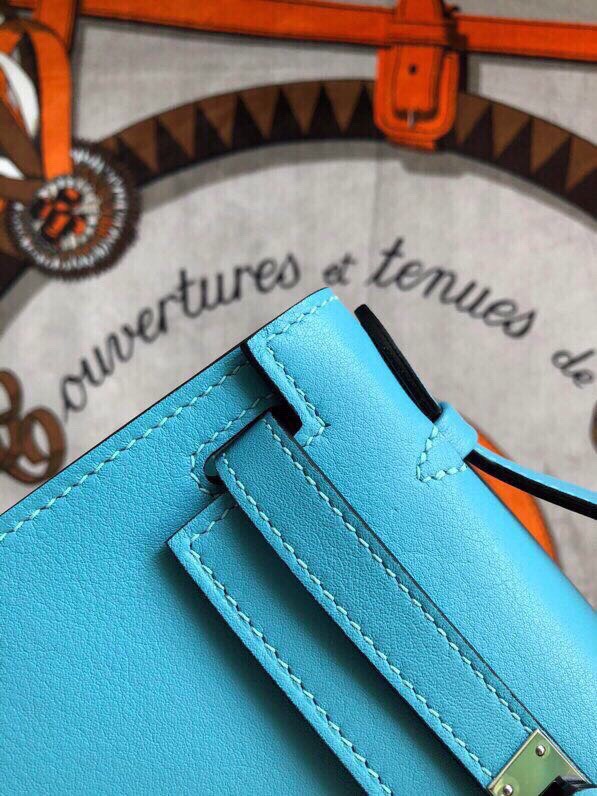 에르메스 미니 켈리백22 노던블루 은장 스위프트